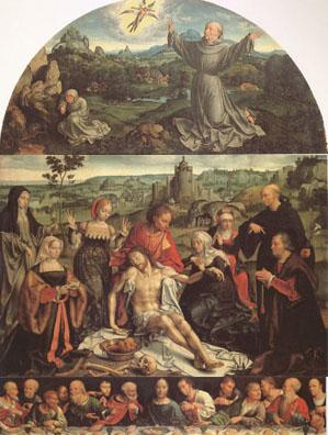 CLEVE, Joos van The Lamentation of Christ with the Last Supper(predella) and Francis Receiving the Stigmata(mk05) oil painting picture